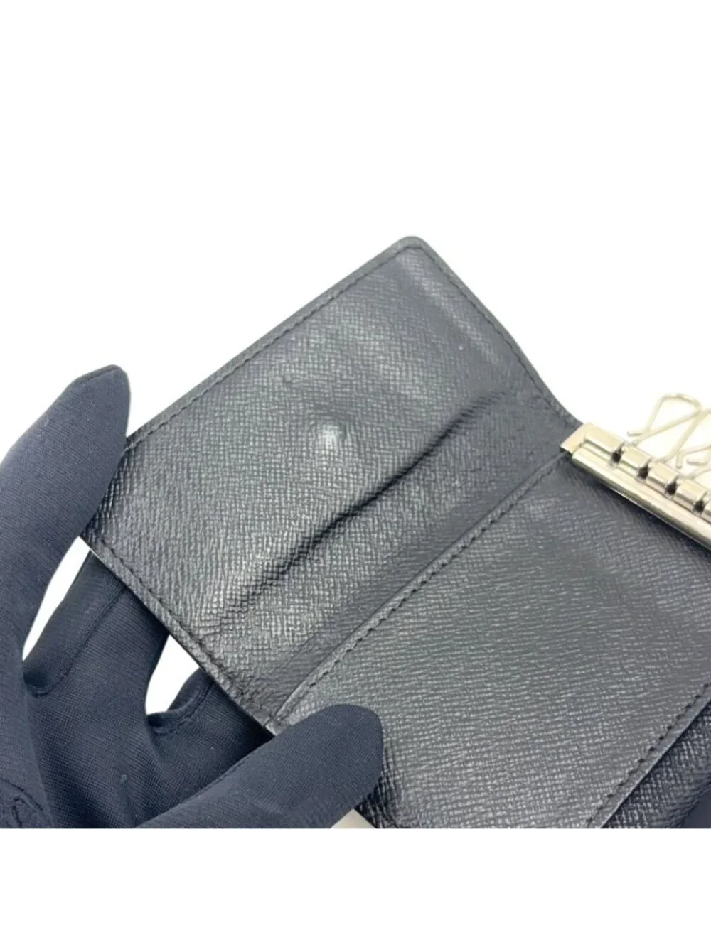 Louis Vuitton Multicles 6 Damier Graphite Leather Black Key Case Silver Key